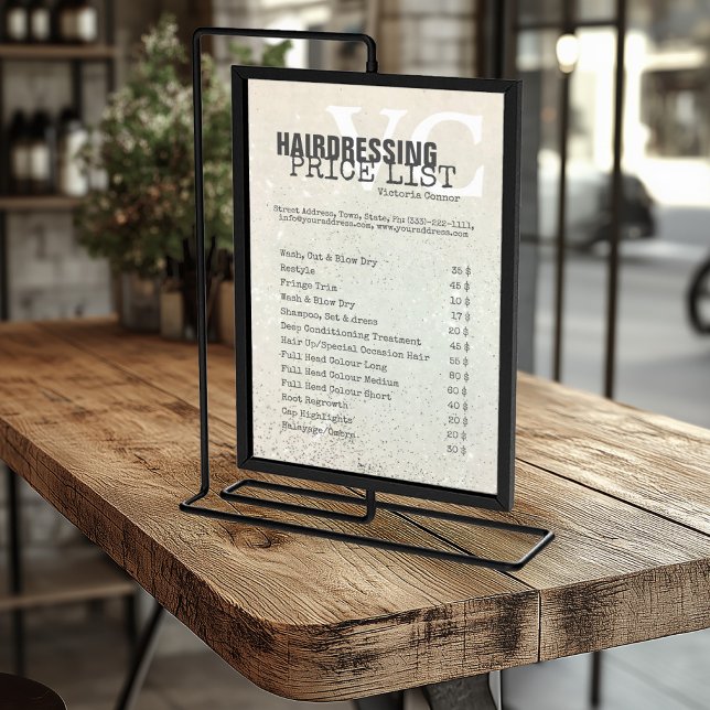 Folheto de Preços do Serviço de Cabeleireiro com A (Perfect for business)