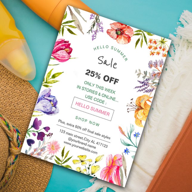 Folheto de promoção de venda de primavera floral S ( spring and summer sale promotion marketing flyer. #springflyer #brightcolor #springbloom #summer )