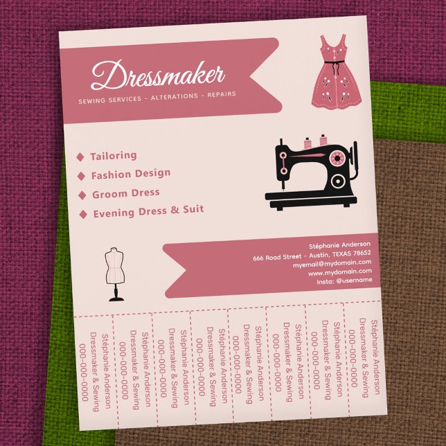 Folheto De Rasgos Para Rasgar Tiras (Dressmaker Tear Off Strips Flyer)