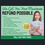 Folheto de Restituição de Preparação Fiscal (Prepa<br><div class="desc">Esses modelos de folheto de reembolso de preparação fiscal personalizáveis são excelentes para a pequena empresa de preparação/contabilista de impostos.</div>