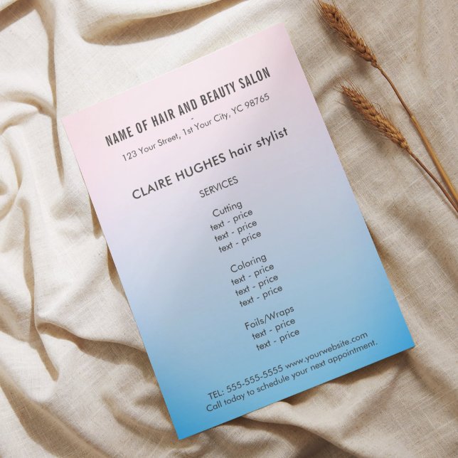 Folheto de Salão de Bela Gradiente Azul Elegante R (Criador carregado)