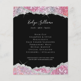 Folheto de sequências cor-de-rosa com falso brilho