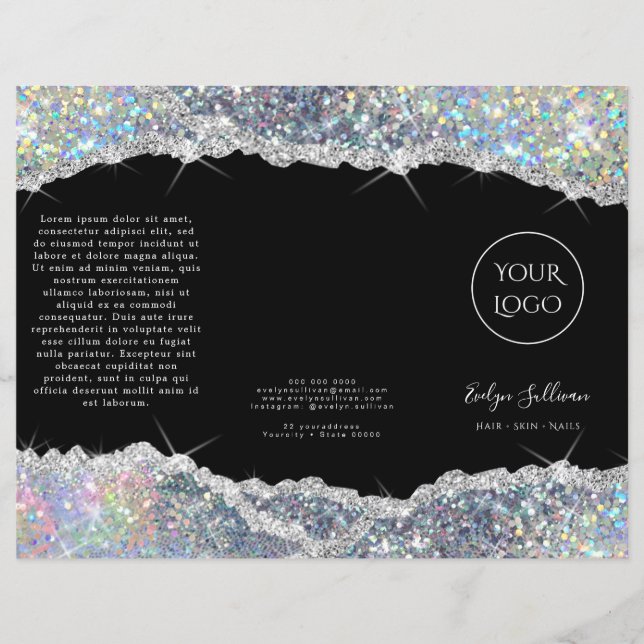 Folheto de sequências de prata com falso brilho (Frente)