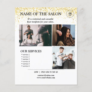 Folheto de Serviços de Salão de Sparkle Dourado El