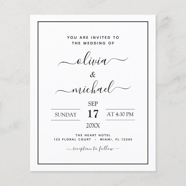 Folheto de Tipografia Moderna do Casamento Branco  (Frente)