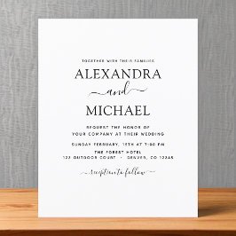Folheto de tipografia moderna para casamento preto