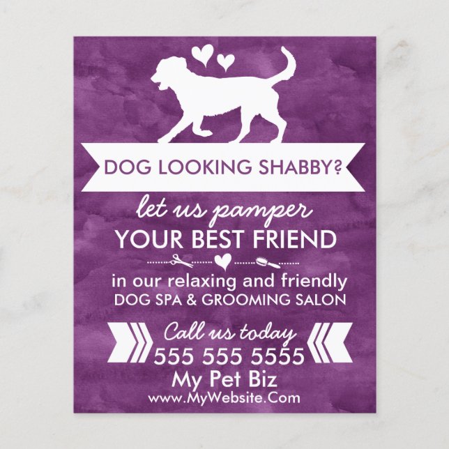 Folheto de Trendy Purple Dog Grooming - Personaliz (Frente)