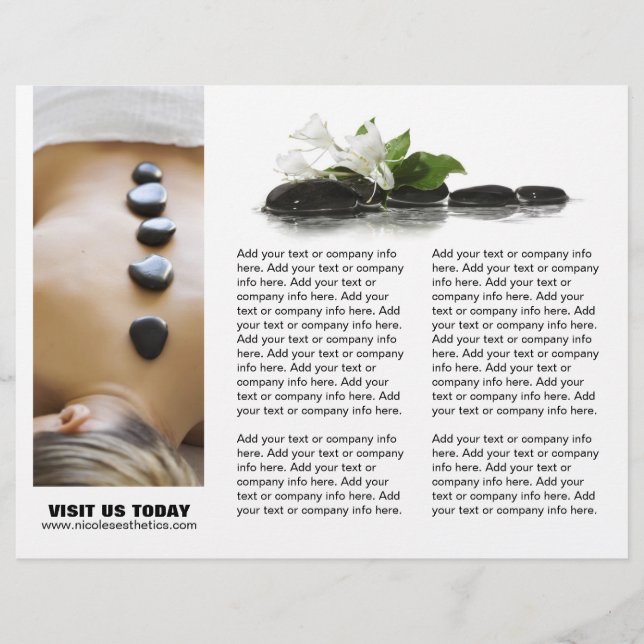 Folheto de três dobras de salões personalizáveis (Frente)