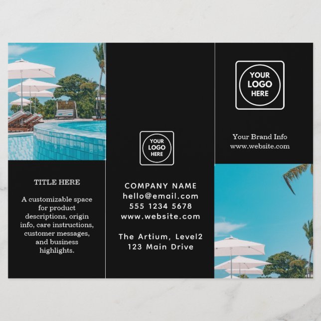 Folheto de três dobras pretas | Empresa moderna pe (Frente)