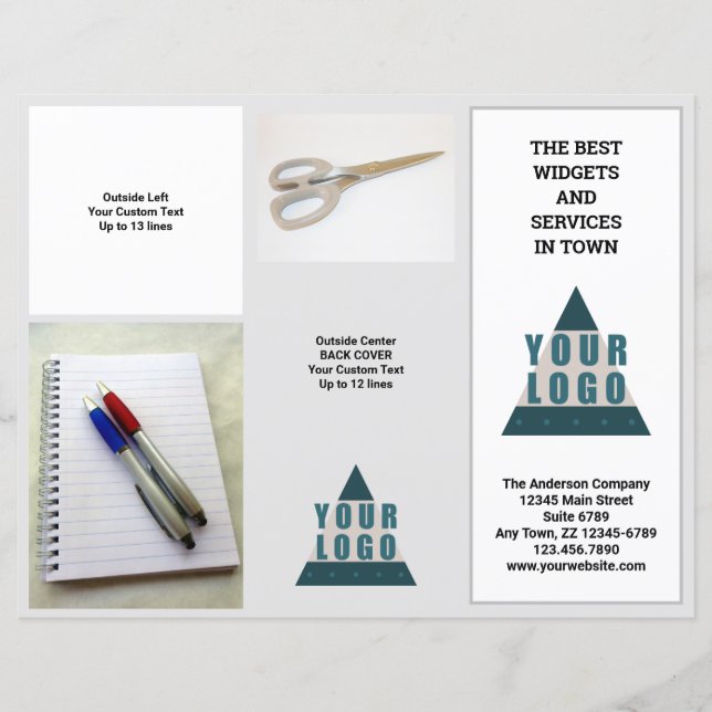 Folheto de três fotos do logotipo comercial 5 (Frente)