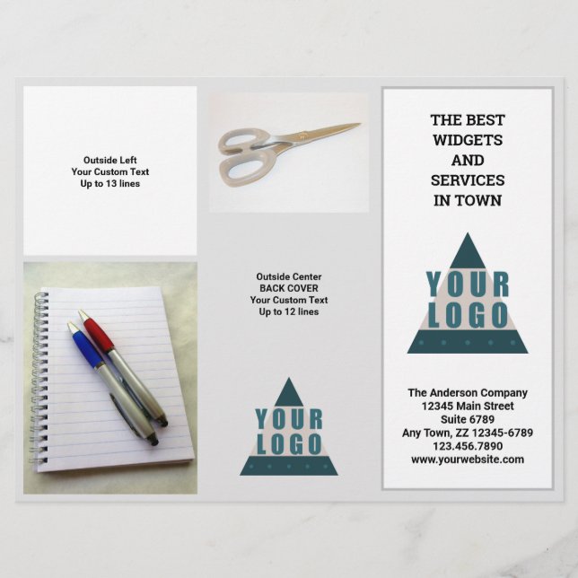 Folheto de três fotos do logotipo comercial 5 (Frente)