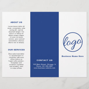 Folheto de três vezes azul simples do logotipo pro