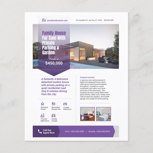 Folheto de venda do imóvel imóvel imóvel House (Frente)