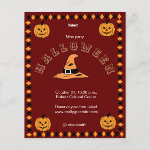 Folheto de Vintagem do Partido do Halloween Vermel