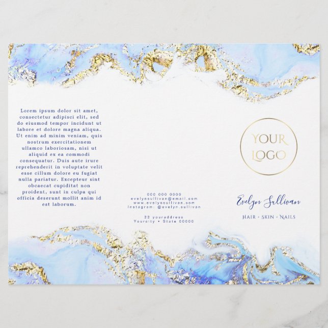 folheto design de marmoreamento azul (Frente)