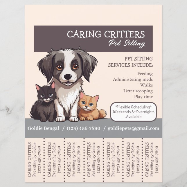 Folheto Desmontável de Pet Sitter (Frente)