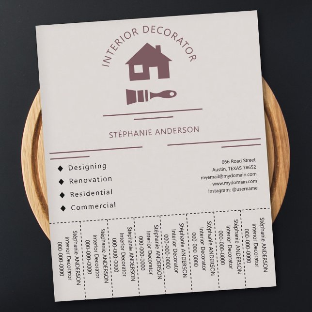 Folheto do Decorador Interior (Interior Decorator Tear Off Strips Flyer)