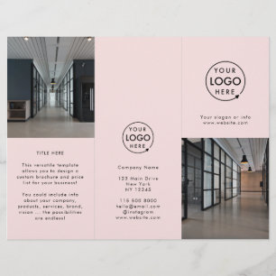 Folheto do folheto cor-de-rosa com o logotipo come