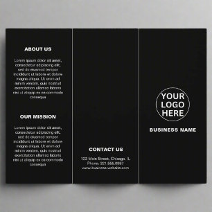 Folheto do logotipo comercial branco e preto limpo