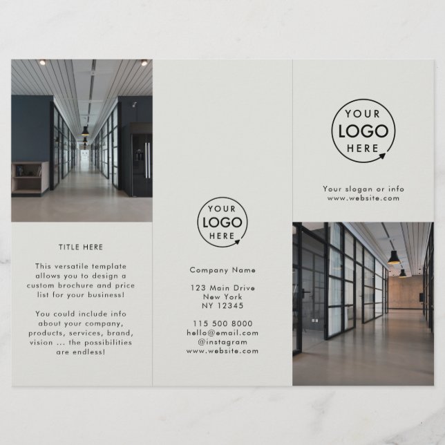 Folheto do logotipo comercial Cinza 3 Fotografia t (Frente)