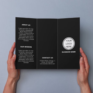 Folheto do logotipo preto moderno para empresas tr
