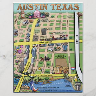 Folheto do Mapa do centro Austin Texas