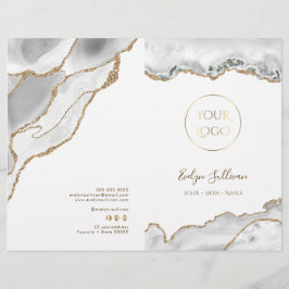 folheto do menu de serviço agate branco