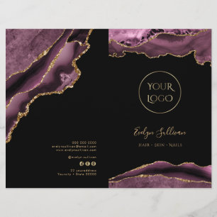 Folheto do menu de serviço de agate de mauve escur