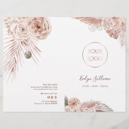 Folheto do menu de serviço do Boho rosa