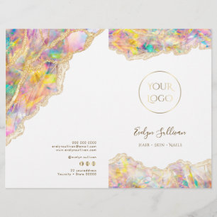 Folheto do menu de serviço Opal design