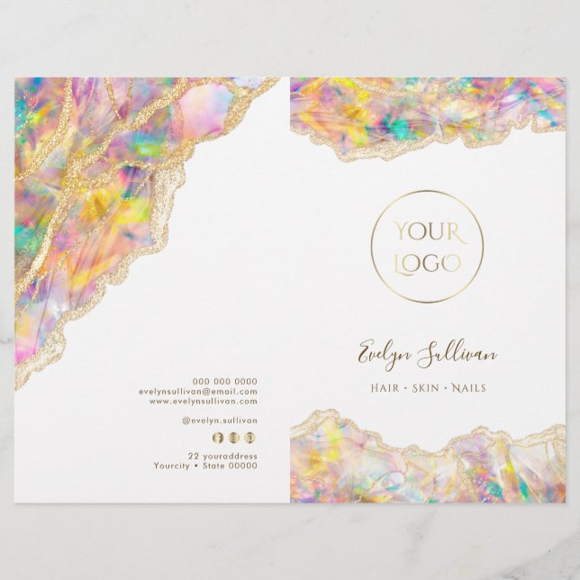 Folheto do menu de serviço Opal design (Frente)