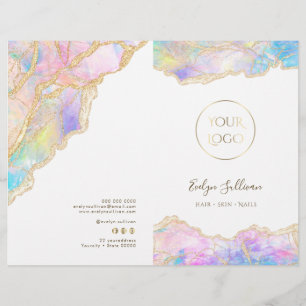 Folheto do menu de serviço óptico rosa azul