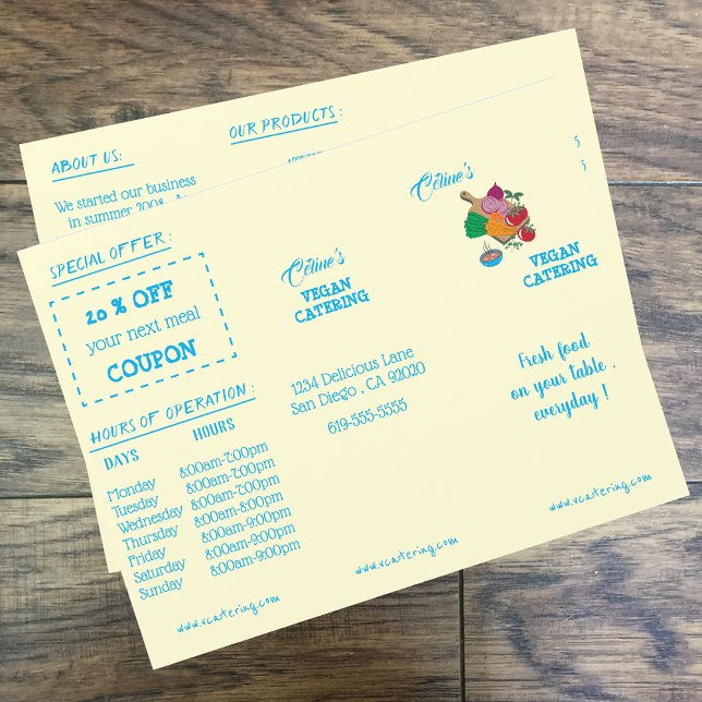 Folheto do menu do restaurante com cupom (Criador carregado)