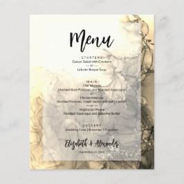 Folheto do menu Marble Wedding Dourado Orçamento