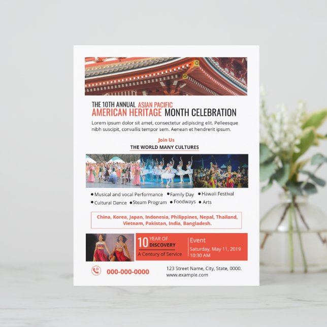 Folheto do mês do patrimônio asiático pacífico ame (Em pé/Frente)