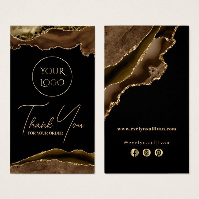 Folheto do pacote de agata marrom e dourada (Frente & Verso)