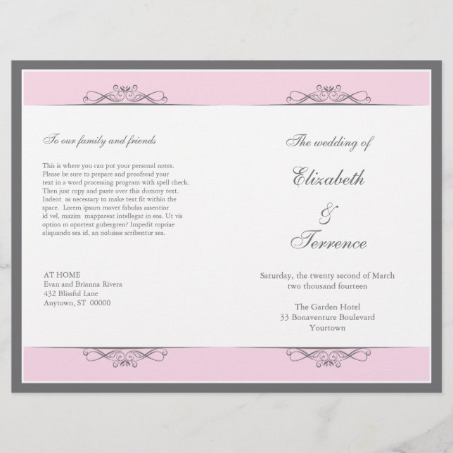 Folheto do Programa de Casamento Decorativo Modern (Frente)