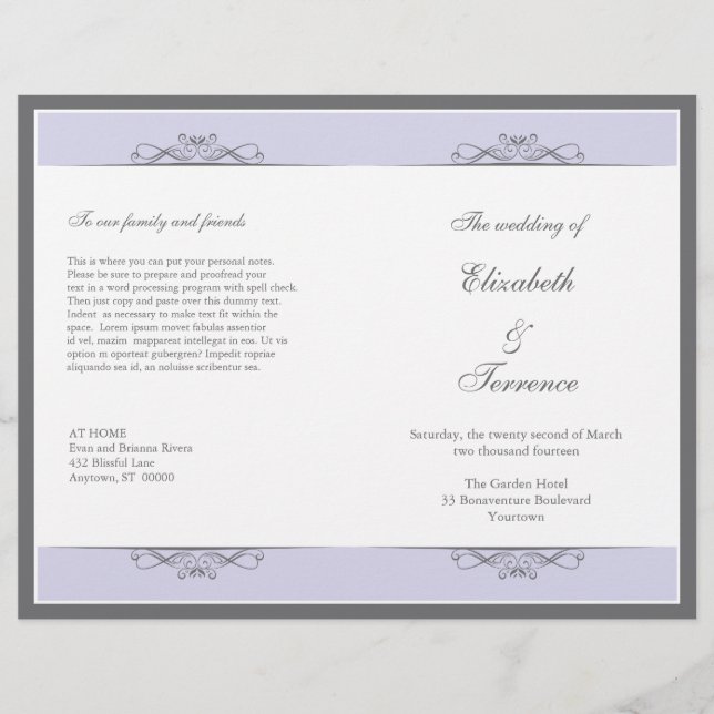 Folheto do Programa de Casamento Decorativo Modern (Frente)
