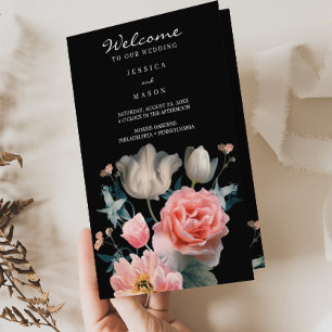 Folheto do Programa de Casamento Floral Romântico 