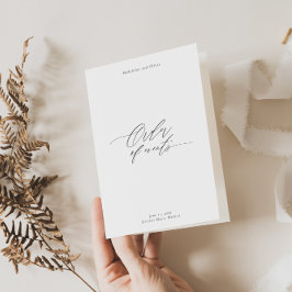 Folheto do programa de casamento moderno com linha