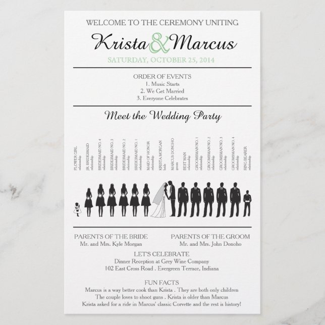Folheto do Programa de Casamento Silhouettes Simpl (Frente)