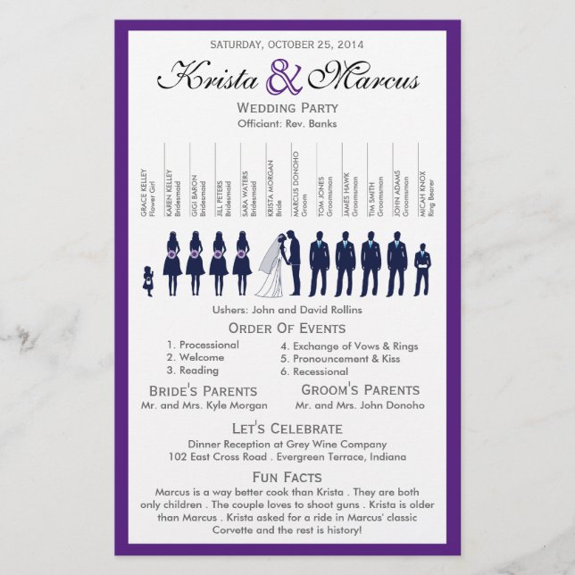Folheto do Programa de Casamento Silhouettes Simpl (Frente)