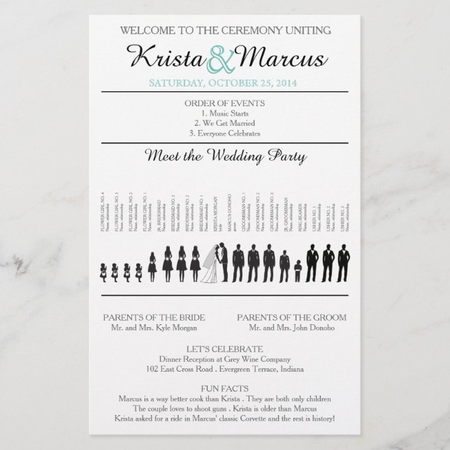 Folheto do Programa de Casamento Silhouettes Simpl (Frente)