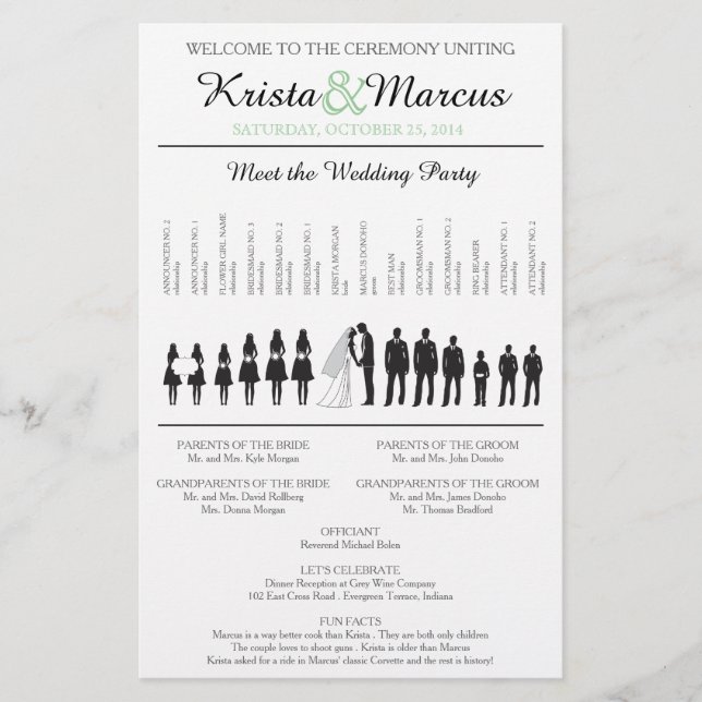 Folheto do Programa de Casamento Silhouettes Simpl (Frente)