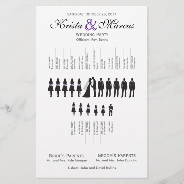 Folheto do Programa de Casamento Silhouettes Simpl (Frente)