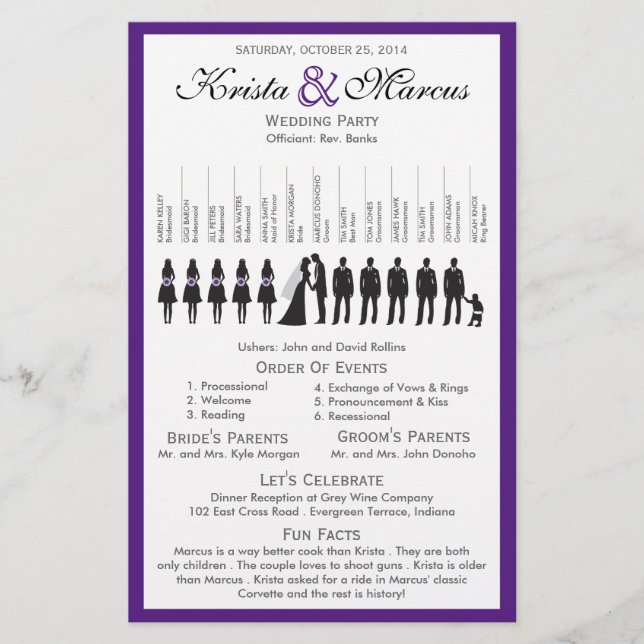 Folheto do Programa de Casamento Silhouettes Simpl (Frente)
