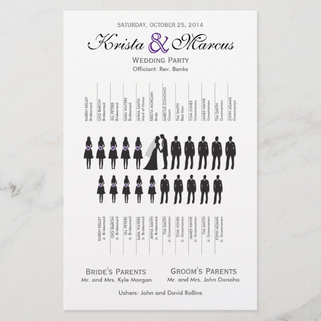 Folheto do Programa de Casamento Silhouettes Simpl (Frente)