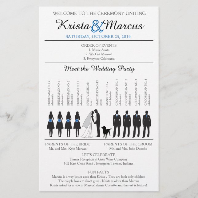 Folheto do Programa de Casamento Silhouettes Simpl (Frente)