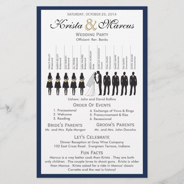 Folheto do Programa de Casamento Silhouettes Simpl (Frente)