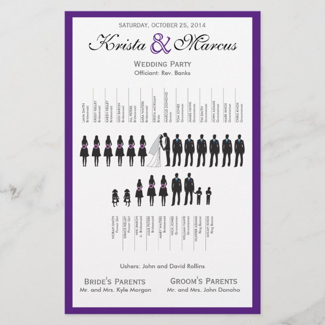 Folheto do Programa de Casamento Silhouettes Simpl (Frente)